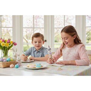 Beaded Glitter Pen With Pastel Accents & Rhinestone Details - Elegant Writing To